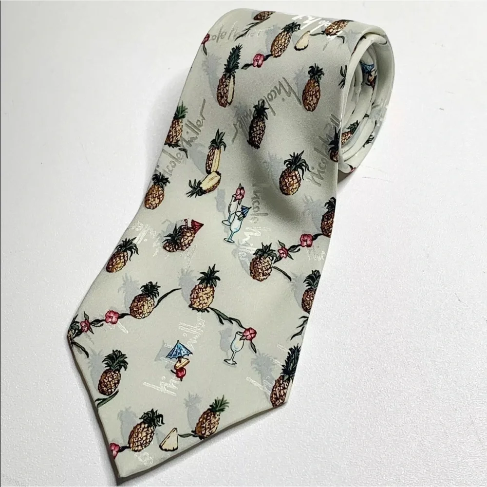 Nicole Miller Pina Colada Pineapple Tie Silk